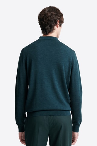 Camisola em lã merino - Azul-marinho mesclado