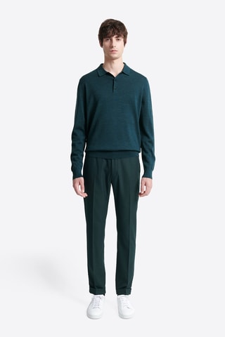 Camisola em lã merino - Azul-marinho mesclado