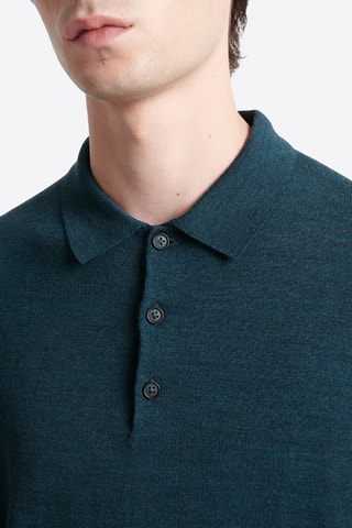 Camisola em lã merino - Azul-marinho mesclado