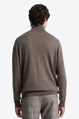 Camisola em lã merino - Castanho mesclado