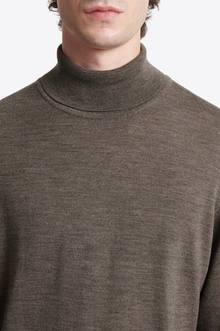 Camisola em lã merino - Castanho mesclado