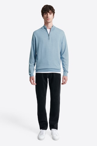 Camisola em lã merino - Azul-celeste mesclado