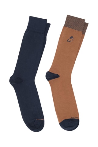 2 pares de meias em algodão biológico - Castanho e azul-marinho