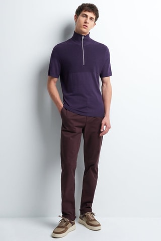 Calças chino slim - Beringela