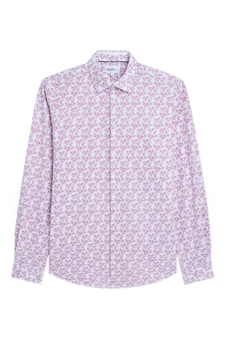 Camisa slim - Branco e rosa