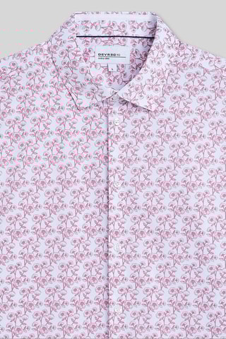 Camisa slim - Branco e rosa
