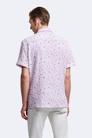Camisa regular - Branco e violeta-claro