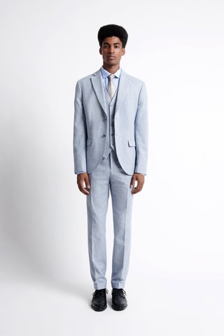 Calças de fato em linho - Azul-celeste