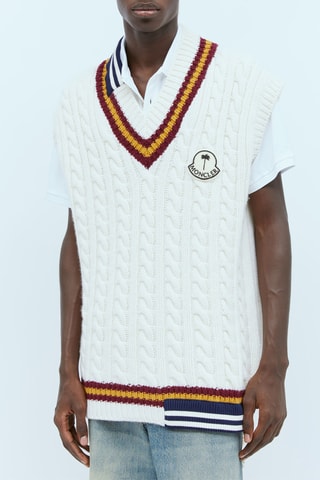 Pull sans manches en laine Moncler Genius x Palm Angels - Blanc