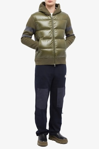 Veste à capuche en laine vierge Stripe Down - Vert