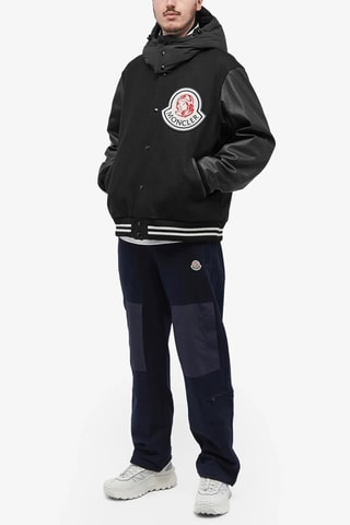 Bomber en laine et cuir à capuche Moncler Genius x BBC - Noir