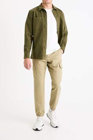 Calças cargo slim - Caqui-claro