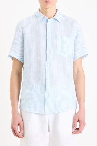 Camisa em linho - Azul-celeste