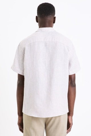 Camisa em linho - Toupeira e branco