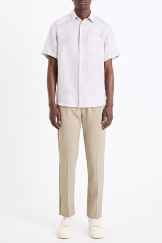 Camisa em linho - Toupeira e branco