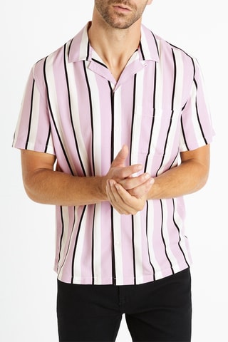 Camisa regular - Lilás e branco