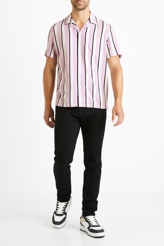 Camisa regular - Lilás e branco