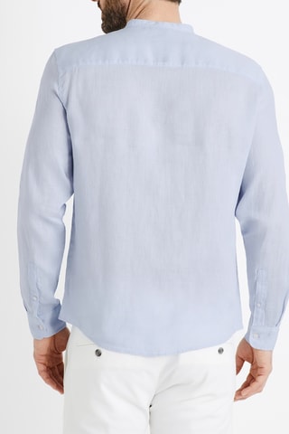 Camisa regular em linho - Azul