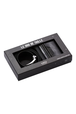 Cinto e porta-cartões em couro - Preto