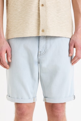 Calções straight de ganga - Azul