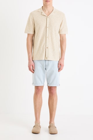 Calções straight de ganga - Azul