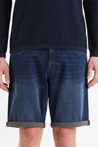 Calções straight de ganga - Azul