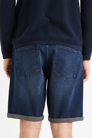 Calções straight de ganga - Azul