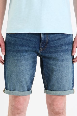 Calções straight de ganga - Azul