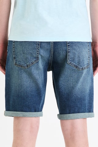 Calções straight de ganga - Azul