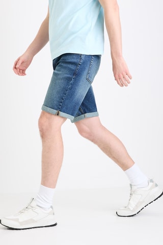 Calções straight de ganga - Azul