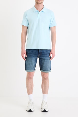 Calções straight de ganga - Azul