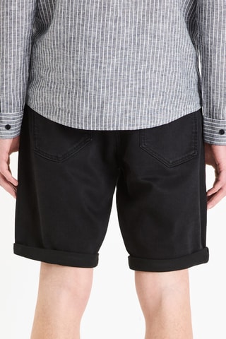 Calções straight de ganga - Preto