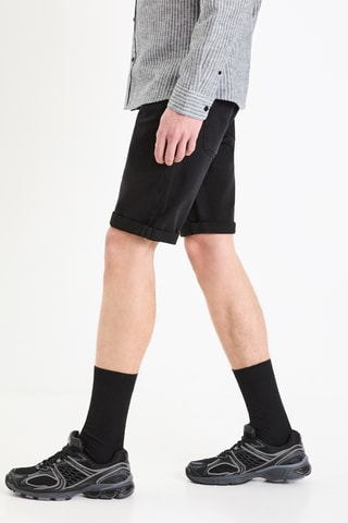 Calções straight de ganga - Preto