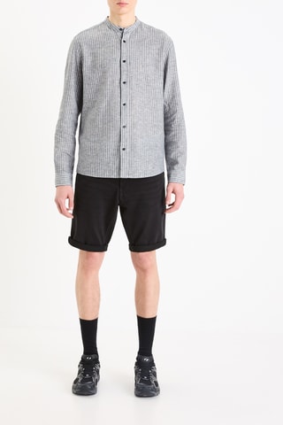 Calções straight de ganga - Preto