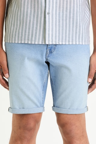 Calções straight de ganga - Azul