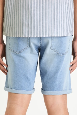 Calções straight de ganga - Azul