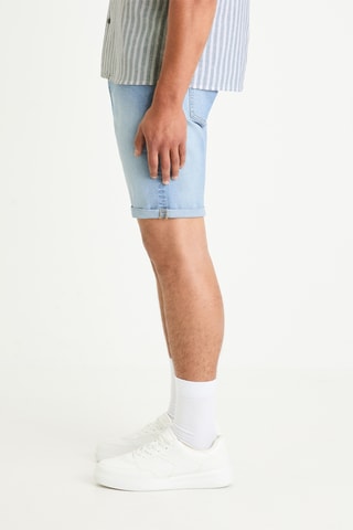 Calções straight de ganga - Azul