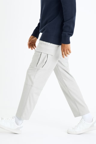 Calças cargo - Cinzento-claro