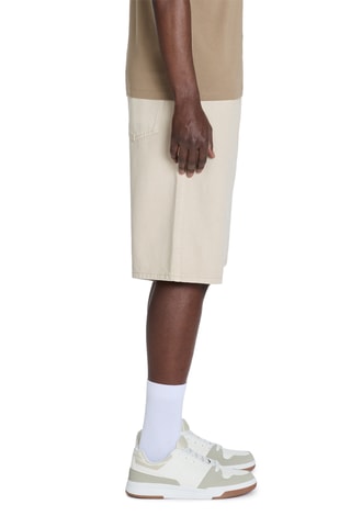 Calções baggy de ganga - Bege