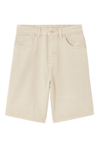 Calções baggy de ganga - Bege