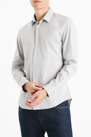 Camisa slim - Cinzento