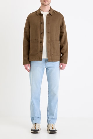 Sobrecamisa em linho - Castanho 