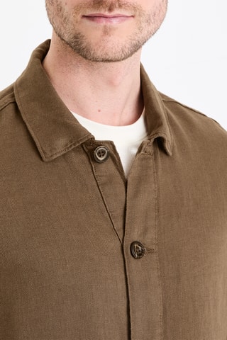 Sobrecamisa em linho - Castanho 