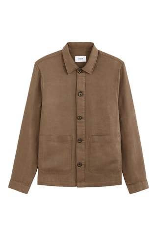 Sobrecamisa em linho - Castanho 