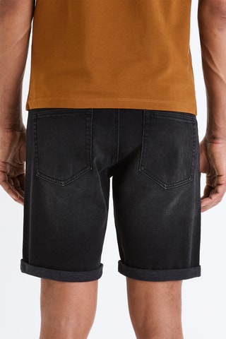 Calções straight de ganga - Preto