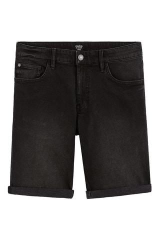 Calções straight de ganga - Preto