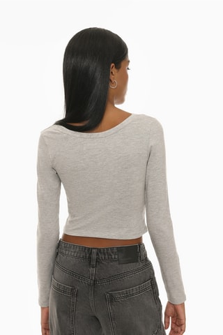 T-shirt cropped - Gris clair