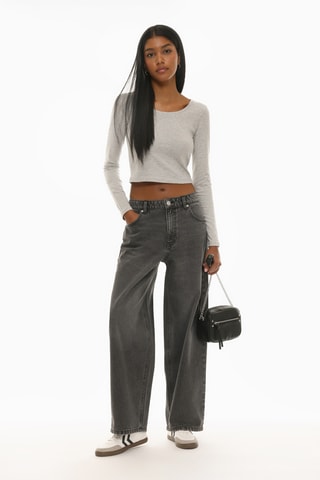 T-shirt cropped - Gris clair