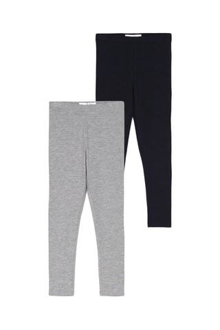 2 leggings - Gris chiné et bleu marine