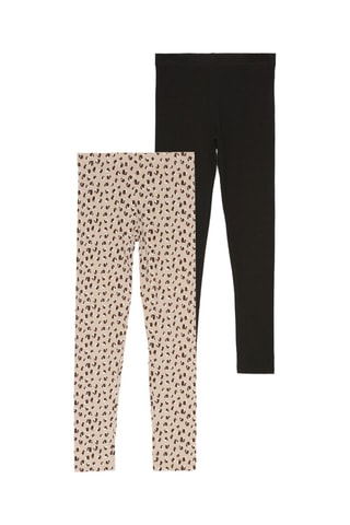 2 leggings - Beige et noir